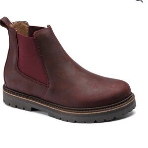 EUC Birkenstock Stalon Chelsea Boots Burgundy Nubuck leather size 38